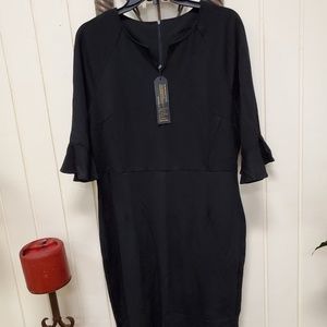 Black body forming dress bell sleeves.